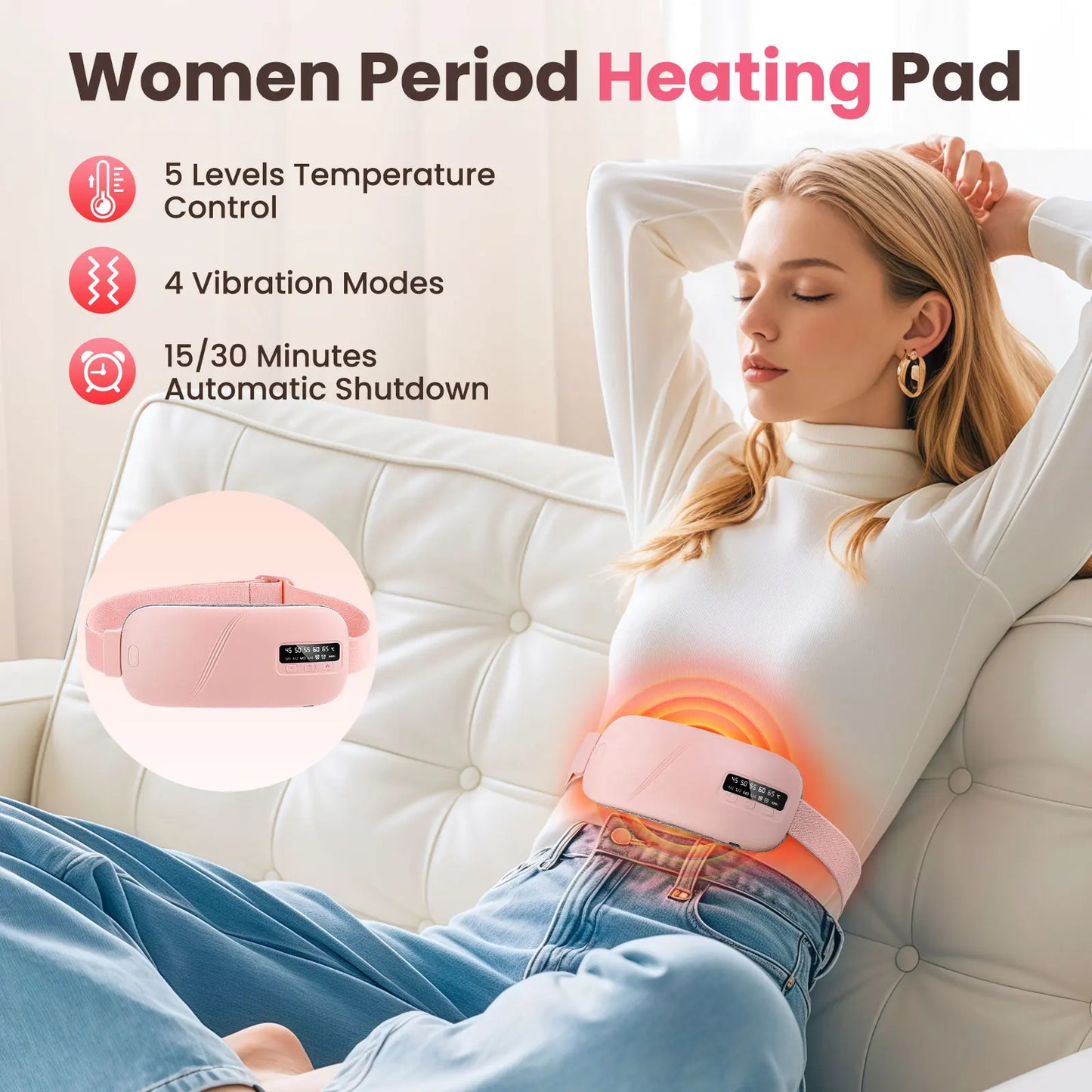 Electric Heating Pad | Menstrual Cramp Massager Belt | Electric Heating Pad | Menstrual Cramp Massager Belt | Women Period Care Hot Compress Device