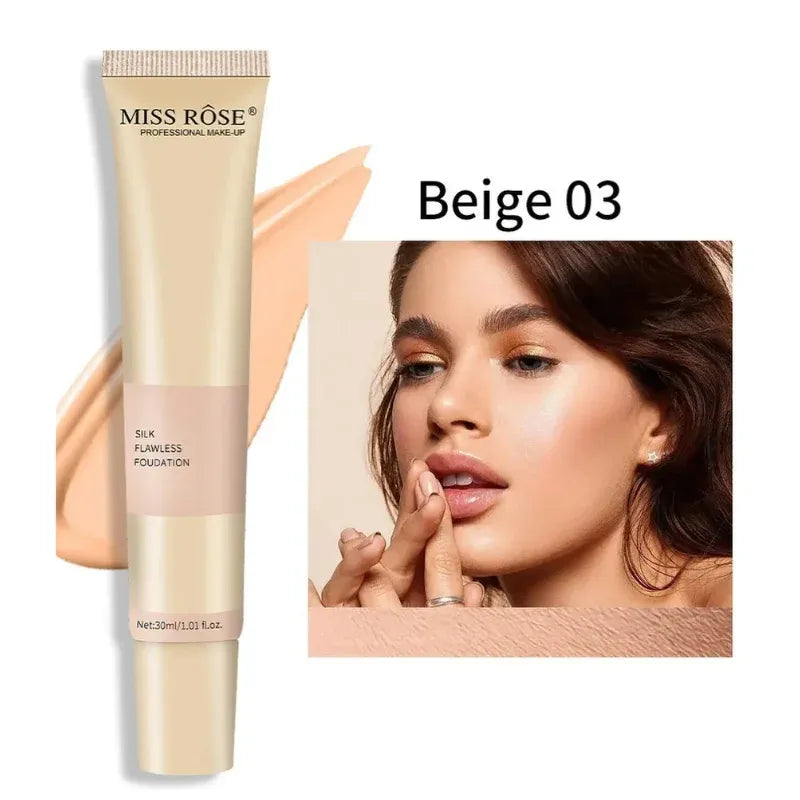 Miss Rose Silk Flawless Foundation | Long-Lasting Lightweight Liquid Foundation with Natural Radiant Finish