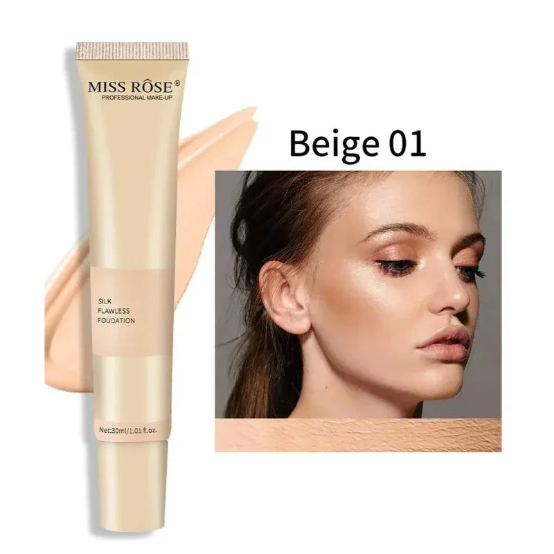 Miss Rose Silk Flawless Foundation | Long-Lasting Lightweight Liquid Foundation with Natural Radiant Finish
